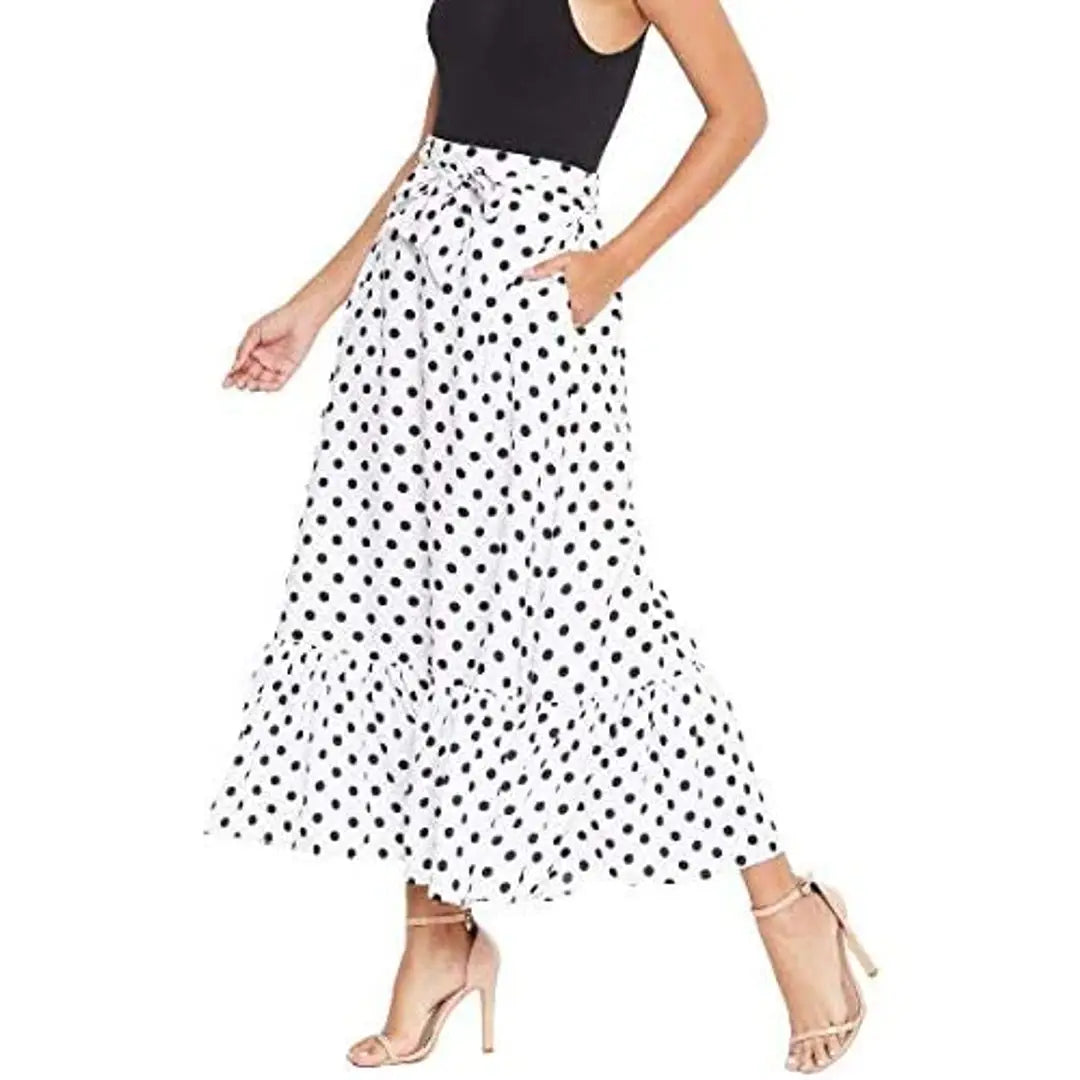 MJ LIFE STYLE Women's Polka Dots Long Flared Skirt