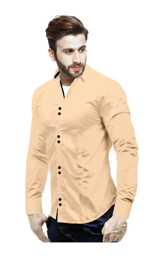Reliable Cream Cotton  Long Sleeves Casual Shirts For Men