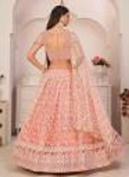 Trendy Women Embroidered Semi Stitched Lehenga Choli&nbsp;&nbsp;(Pink)
