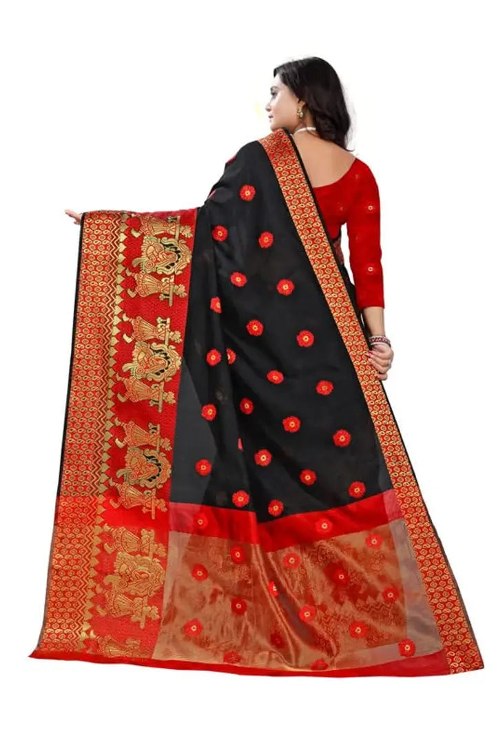 lapetiya Clothing Women's Doli Silk Saree With Blouse Piece (Black)