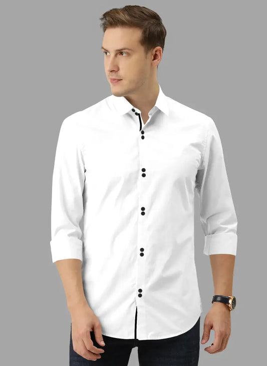 Reliable White Cotton  Long Sleeves Casual Shirts For Men