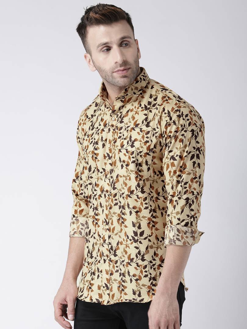 Hangup Multicoloured Cotton Blend Printed Slim Fit Casual Shirt