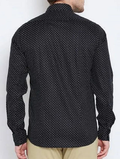 Men's Black Printed Cotton Blend Full Sleeve Casual Shirt