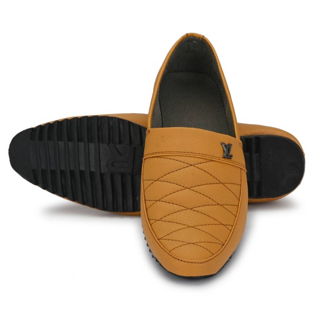 Tan Solid Casual Party Wear Shoes For Men's