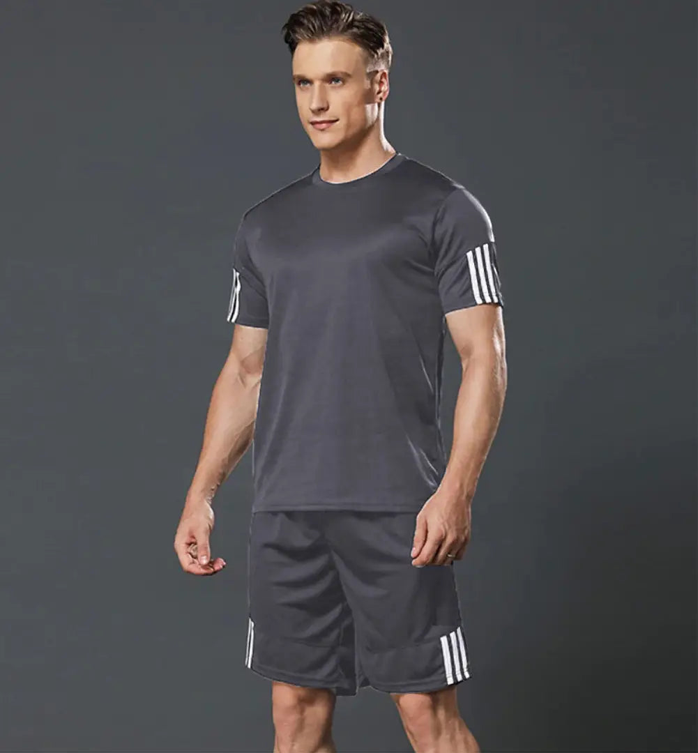 Men's Sports T Shirt  Shorts Set - Grey