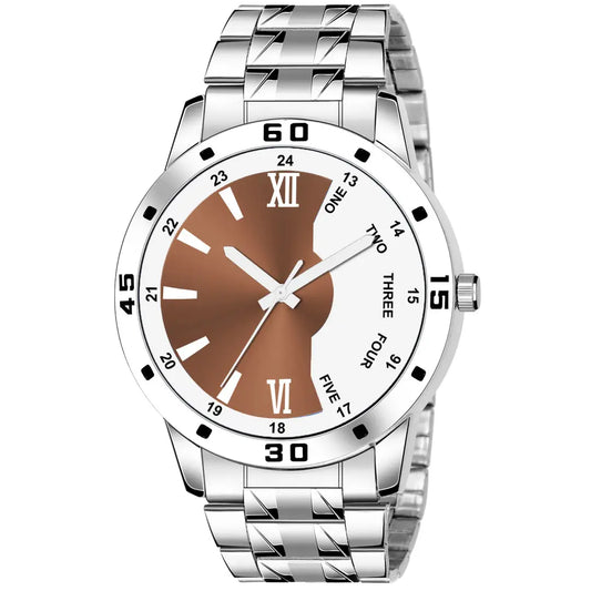 Stylish and Trendy Silver Metal Strap Analog Watch for Men's