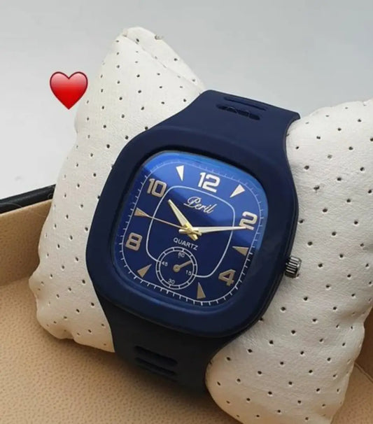 Stylish Silicone Strap Navy Blue Analog Watch For Men