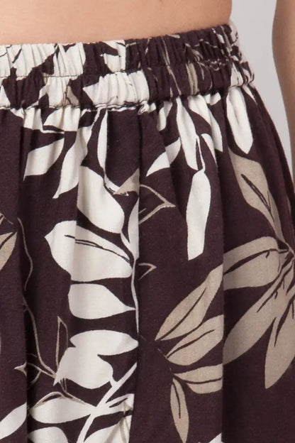 Stylish Rayon Brown Floral Printed Knee Length Skirt For Women