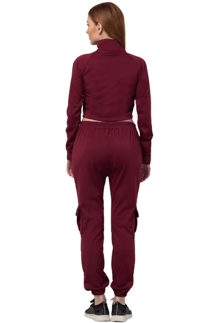 Women Zipper Lifestyle Solid Tracksuits