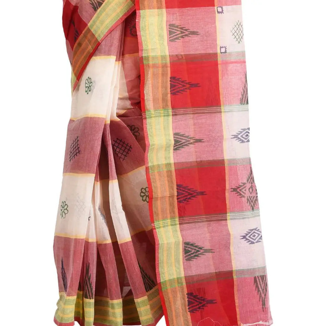 Reliable Pure Cotton Bengali Tant Handloom Block Print Saree without Blouse Piece For Women