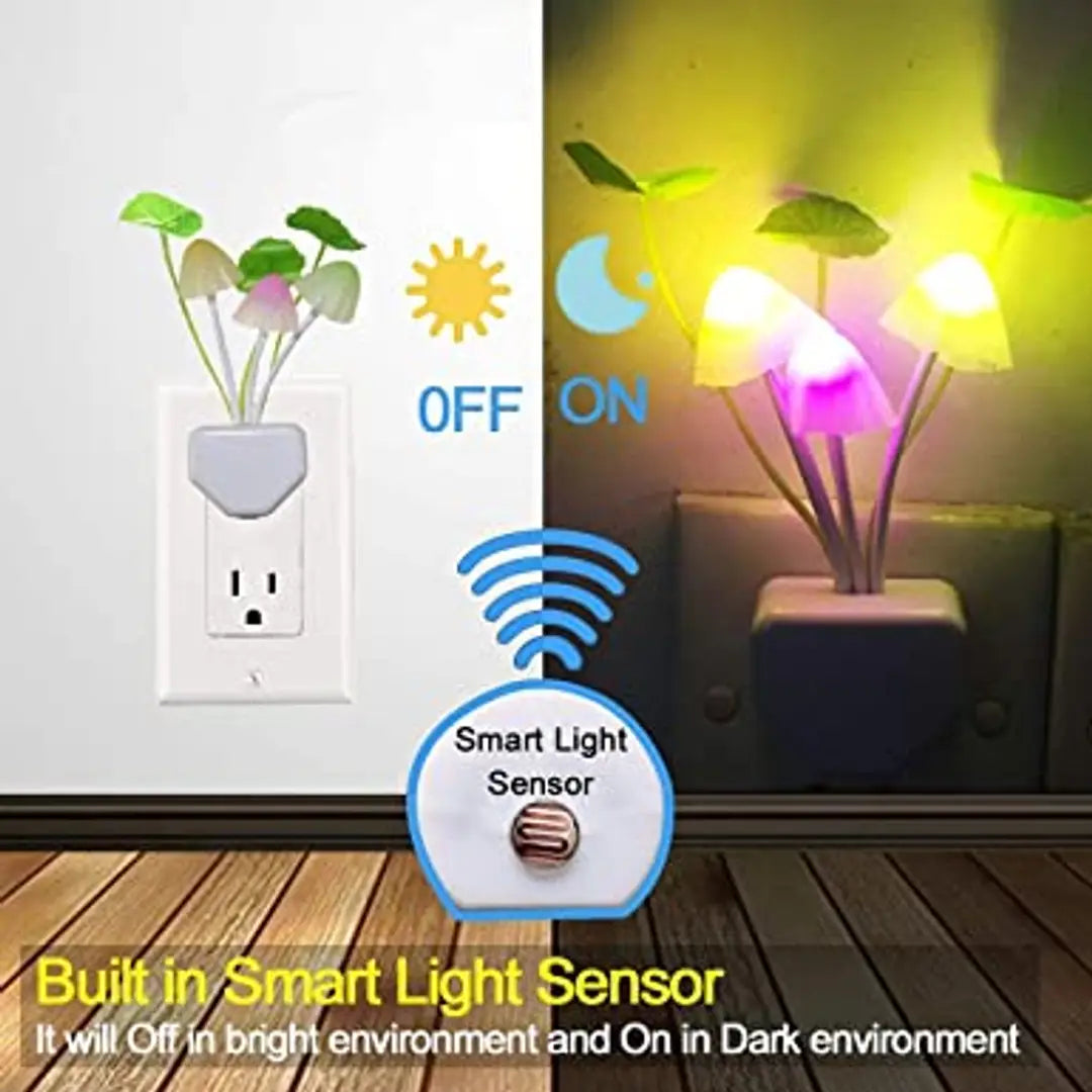 Mushroom Lamp Automatic Sensor Light Multi-Color Changing Best Night Avatar LED Bulbs, Pack of 1 (Non Returnable)