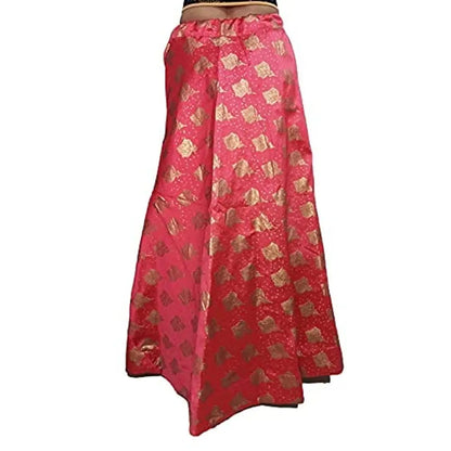 Women's Benaras Brocade Wedding Sangeet Bridal Skirt/Lehenga/Bottom/Ghaghra (Free Size) Gajari Colour