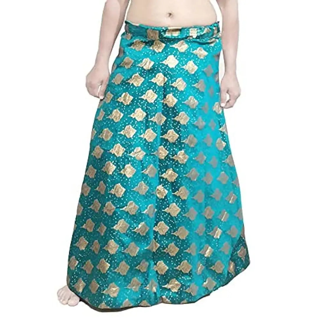 Women's Benaras Brocade Wedding Sangeet Bridal Skirt/Lehenga/Bottom/Ghaghra (Free Size) Rama Green Colour