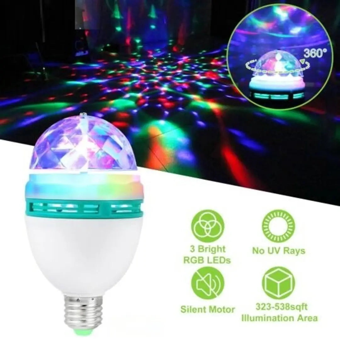 Stylish Full Color Rotating Lamp LED Strobe Bulb Multi Crystal Stage Light for Disco Birthday Party Club Bar.(Multi-Color) (Non Returnable)