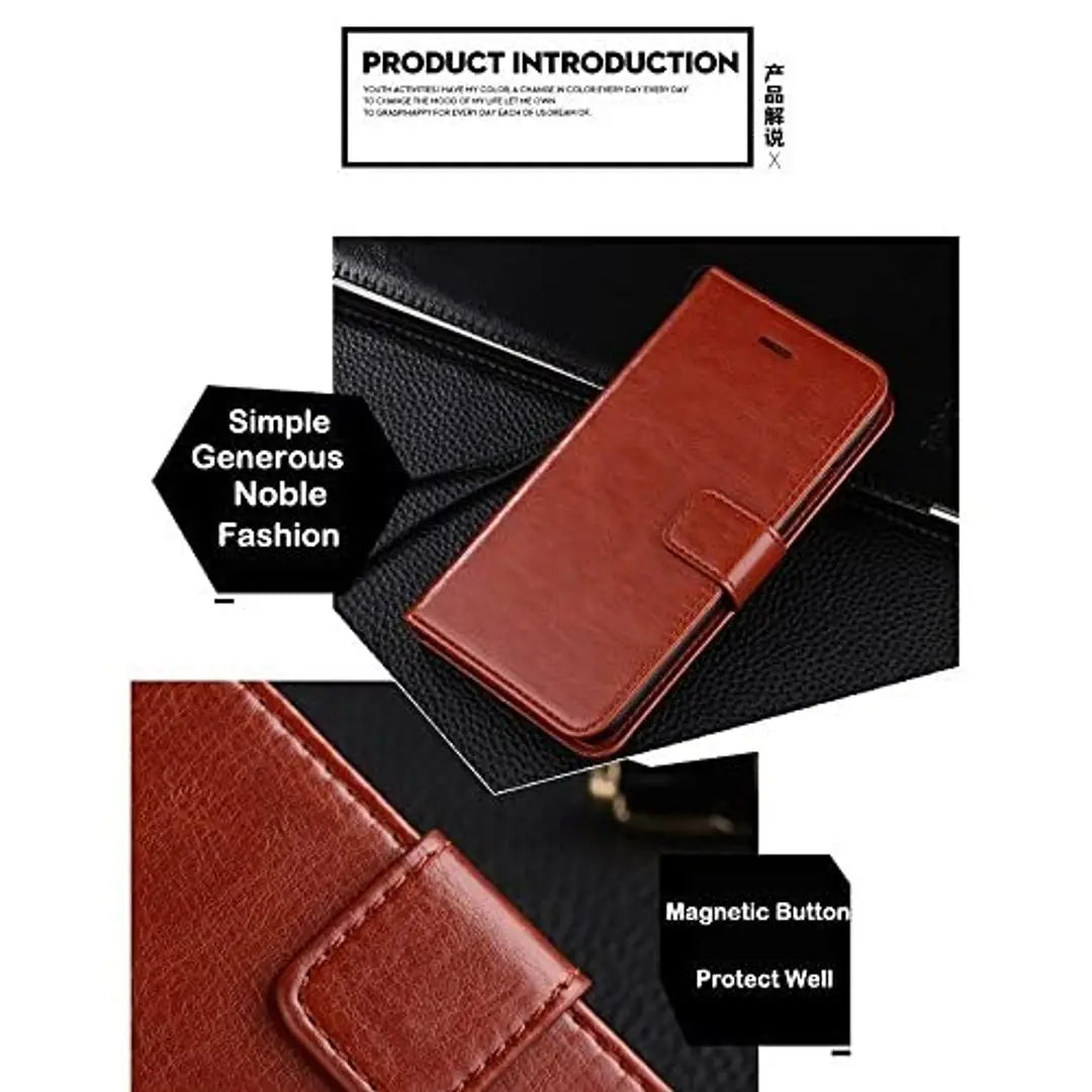 Nkarta Stylish Vintage Retro Leather Wallet Diary Stand Flip Cover Case for LG X cam - Brown