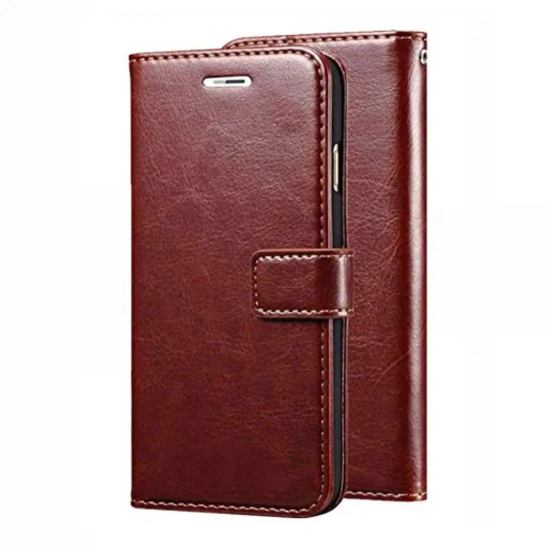 Nkarta Stylish Vintage Retro Leather Wallet Diary Stand Flip Cover Case for vivo Y15 - Brown