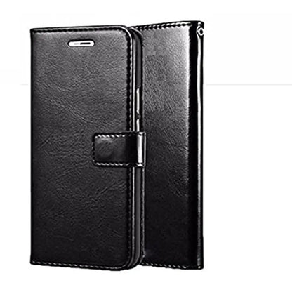Nkarta Stylish Vintage Retro Leather Wallet Diary Stand Flip Cover Case for Vivo X21 (Black)