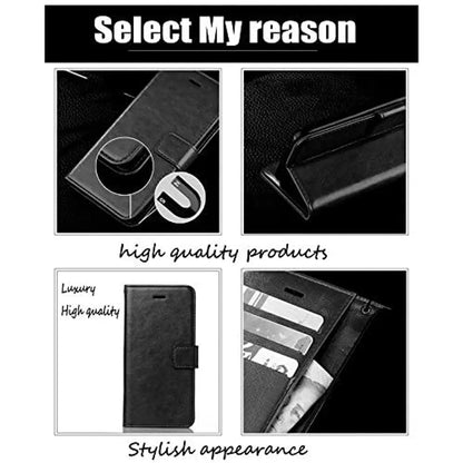Nkarta Stylish Vintage Retro Leather Wallet Diary Stand Flip Cover Case for Vivo X21 (Black)