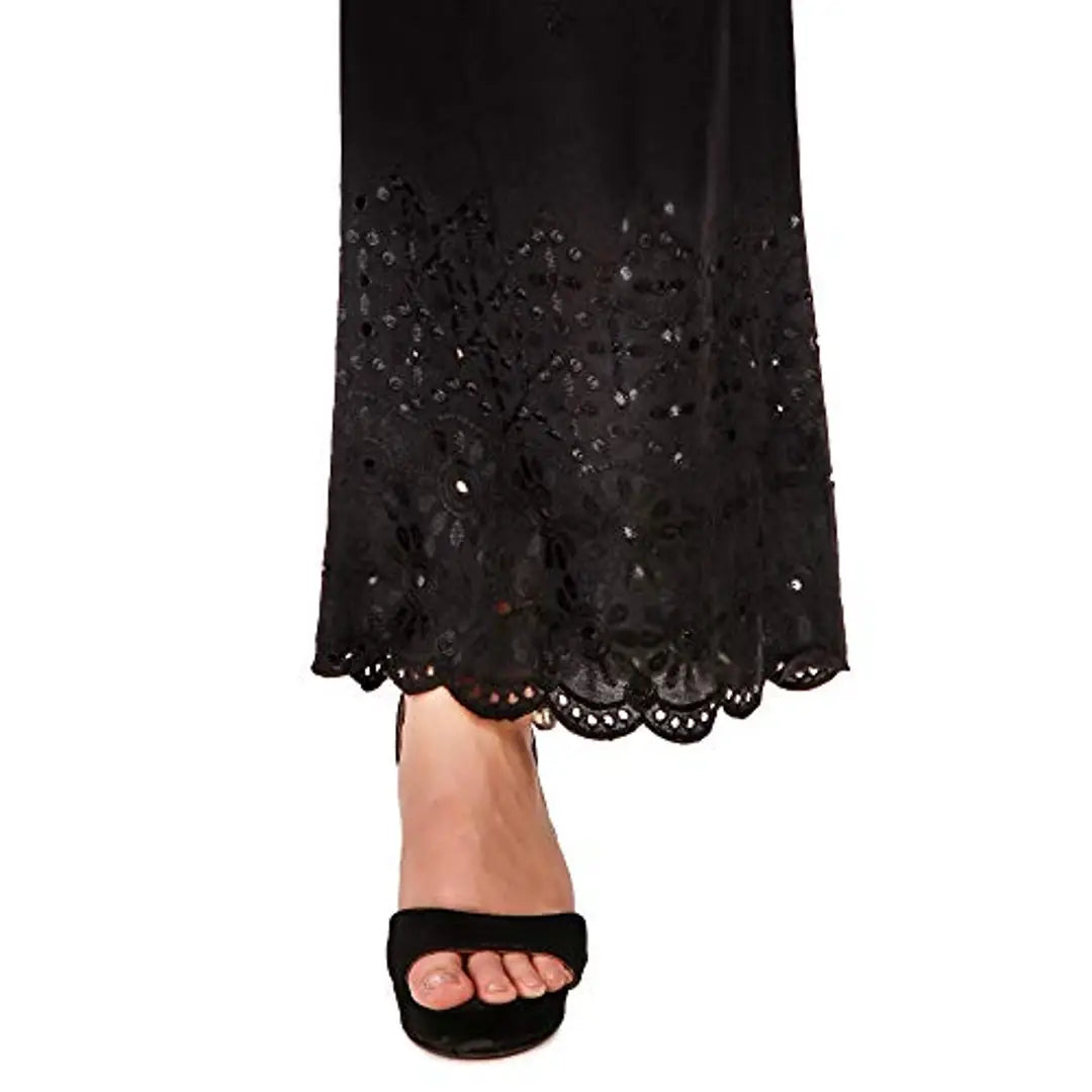 Trend Level Lucknow Half Chicken Rayon Palazzo for Women  Girls (34, Black)