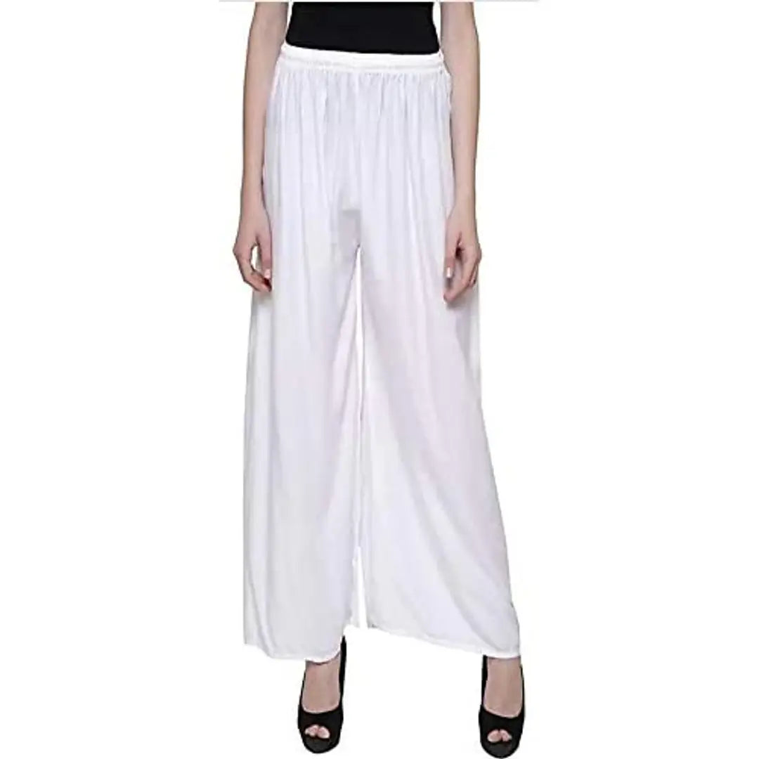 Style Access Women's Rayon Pant Palazzo Combo (Free Size) (White  Navy Blue)