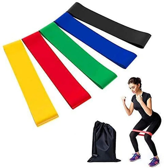 Natural Latex Exercise Fitness Resistance Loops Bands for Men and Women - Set of 5
