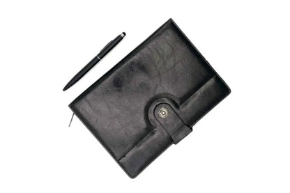 Leather Diary with Magnetic Lock and Pen, 150 Pages without Date, Diary for office, gift,men,girl,corporate gifts( Black )