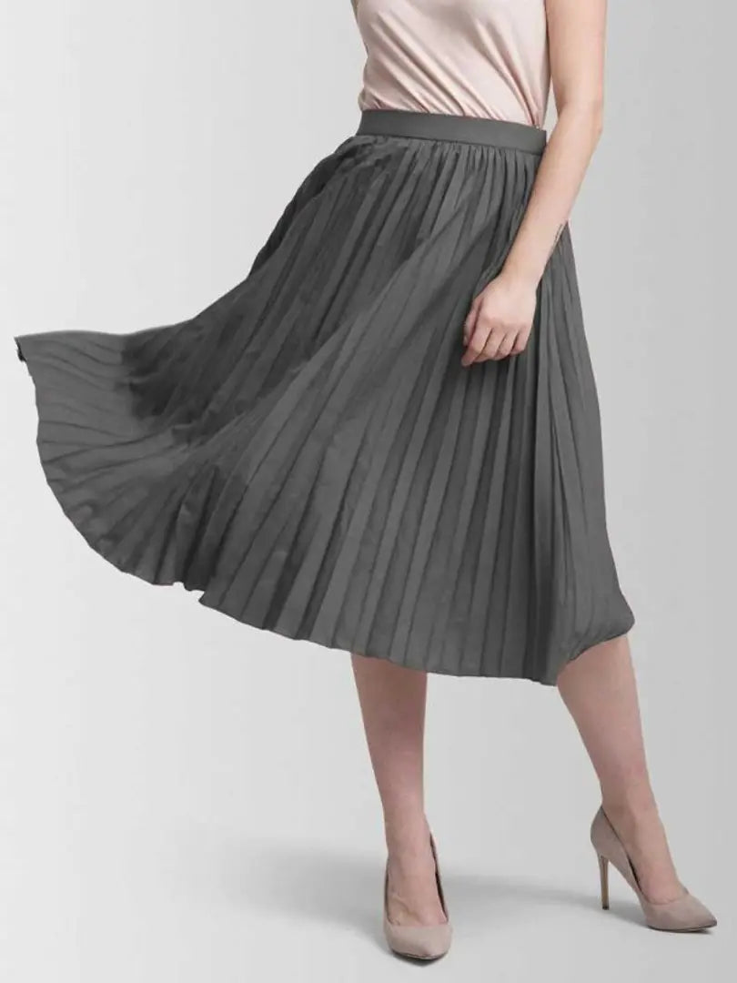 Women Solid Pleated Skirt