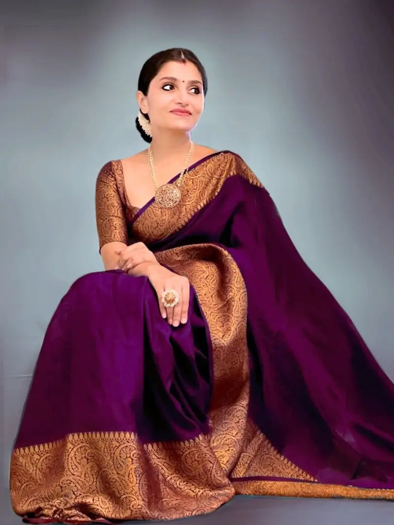 Kanjeevaram Jacquard Silk Saree For Women