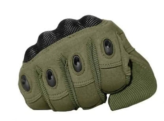 ZaySoo Full Finger Hard Knuckle Motorcycle Army Shooting Outdoor Breathable Gym  Fitness, Cycling Riding Gloves for Men and Boys(Size:L Green)