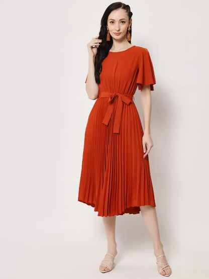 Women Red Single color Dress