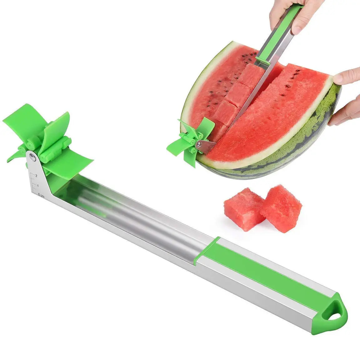 Stainless Steel Amazing Watermelon Fruit Dig Corer Cutter  Server Fruit Dividers Windmill Slicer Cutter Fruit Tongs Melon Peeler Cuber Fun Kitchen Gadgets for Home/Kitchen/Party