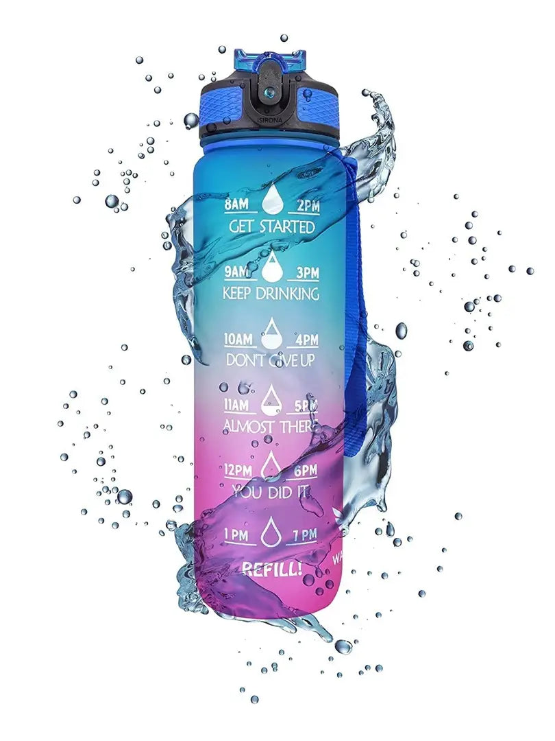 Motivational Water Bottle With marker (Multicolor)