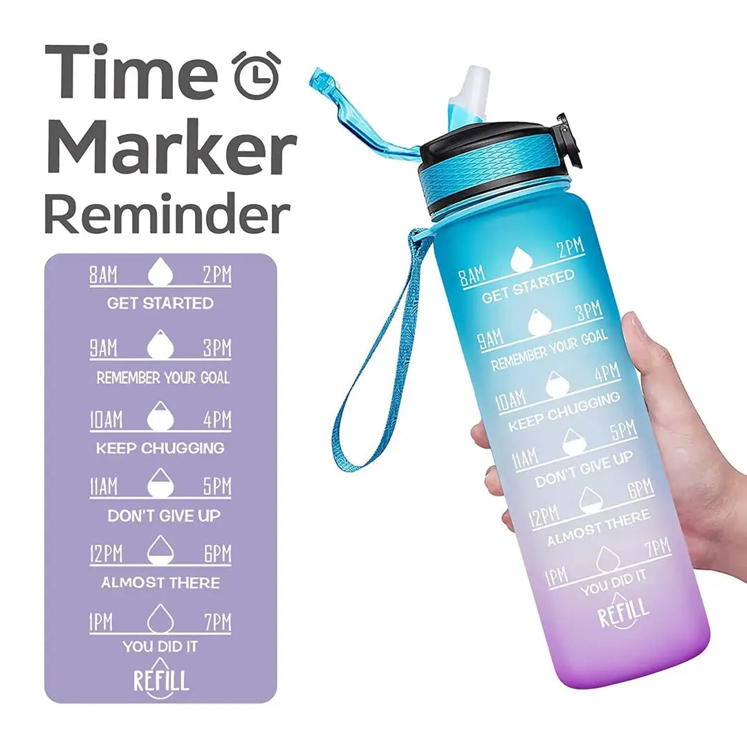Motivational Water Bottle With marker (Multicolor)
