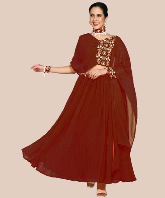 Navnidhi Fashion Maroon Color Georgettenbsp; Lehengha Choli