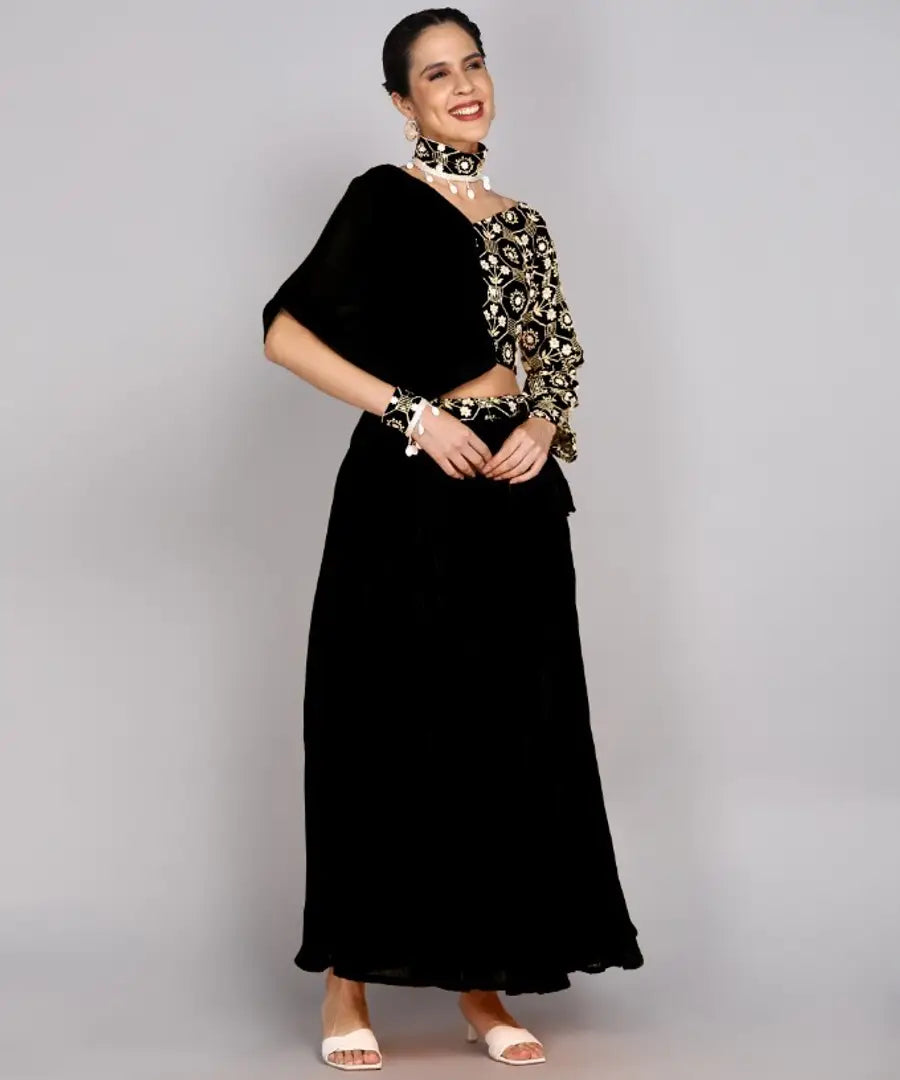 Navnidhi Fashion Black Color Georgettenbsp; Lehengha Choli