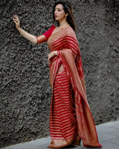 Festive Art Silk Jacquard Weaving Sarees with Blouse Piece