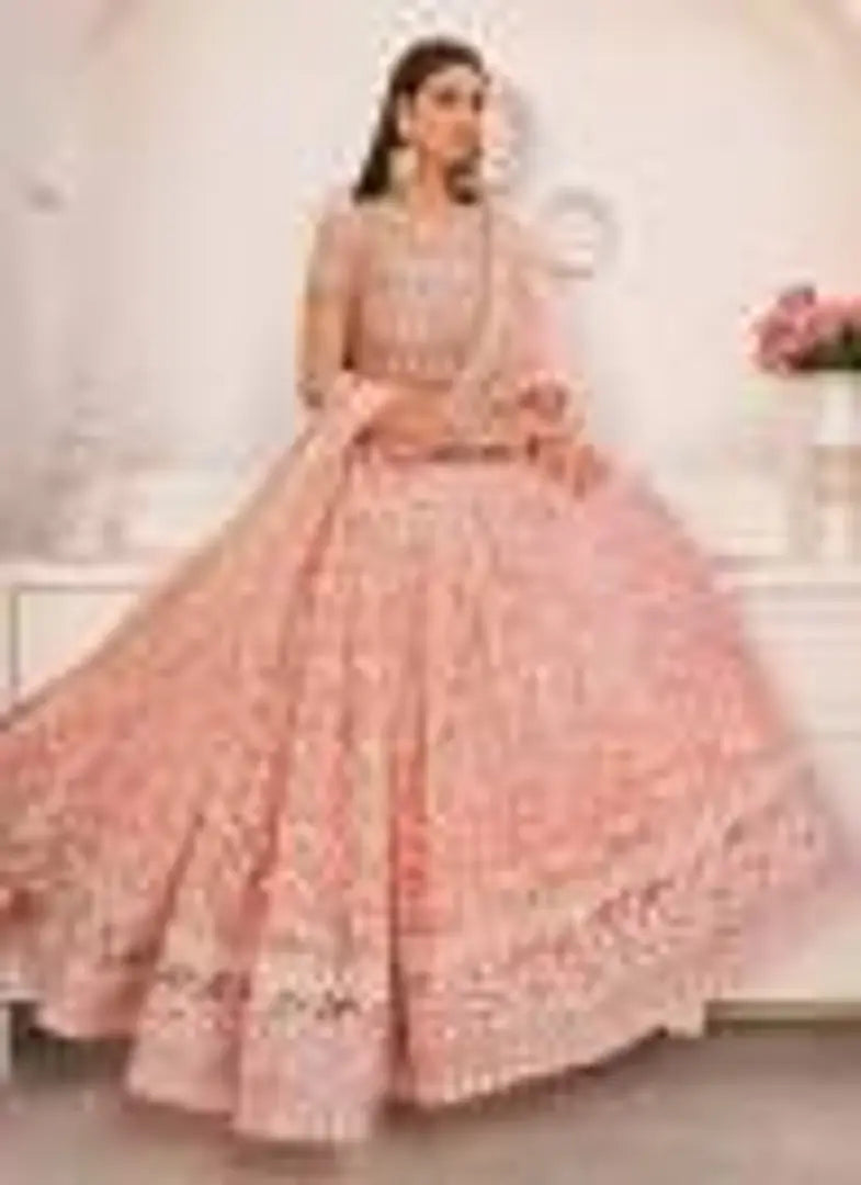 Trendy Women Embroidered Semi Stitched Lehenga Choli&nbsp;&nbsp;(Pink)