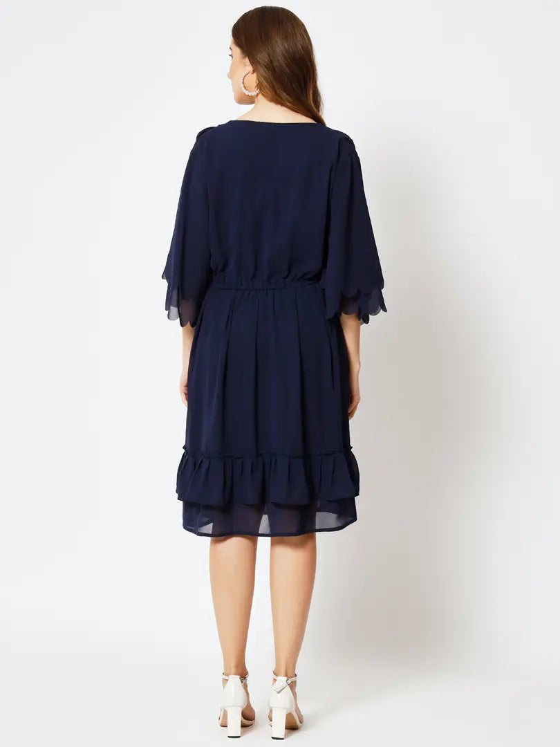 Stylish Fancy Georgette Solid A-Line Dress For Women