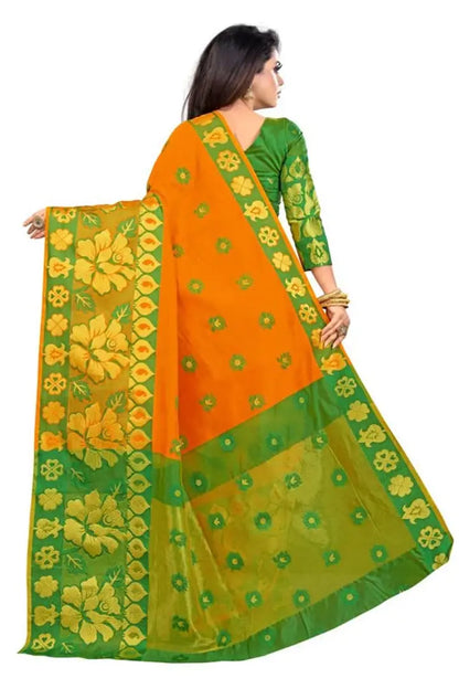 lapetiya Clothing Women's Printed Georgette saree with Blouse Piecee (Orange)