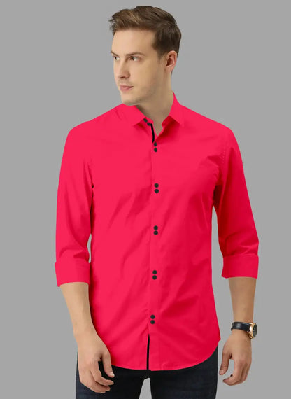 Reliable Pink Cotton  Long Sleeves Casual Shirts For Men
