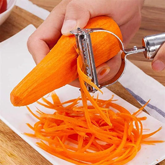 SNAPSHOPECOM Multi Functional Stainless Steel Double-Sided Blade Cucumber Peeler,Vegetables Peeler Double Planing Grater Kitchen Gadget,Ultra Sharp Blade,Amazing Salad and Veggie Noodle Making Tool