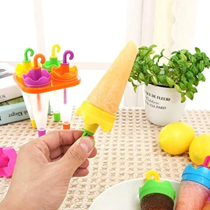 Kshavi Ice Cream Popsicle Mold DIY Ice Cream Maker Homemade Ice Box with Stick Umbrella Shape Ice-Lolly Mold Ice Cube Tray Kitchen Gadgets