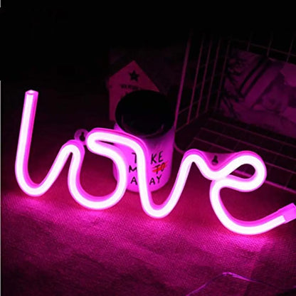 Sanjis Enterprise Love Neon Sign for Bedroom Party Supplies Battery Neon Light for Wall,led Neon Wall Signs Room Decoration Accessory Table Decoration