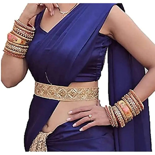 Proplady Women's Designer Traditional Jewellery Golden Zari Embroidery Wedding Saree Waist Belt, Belly Chain, Kamarband (Golden)