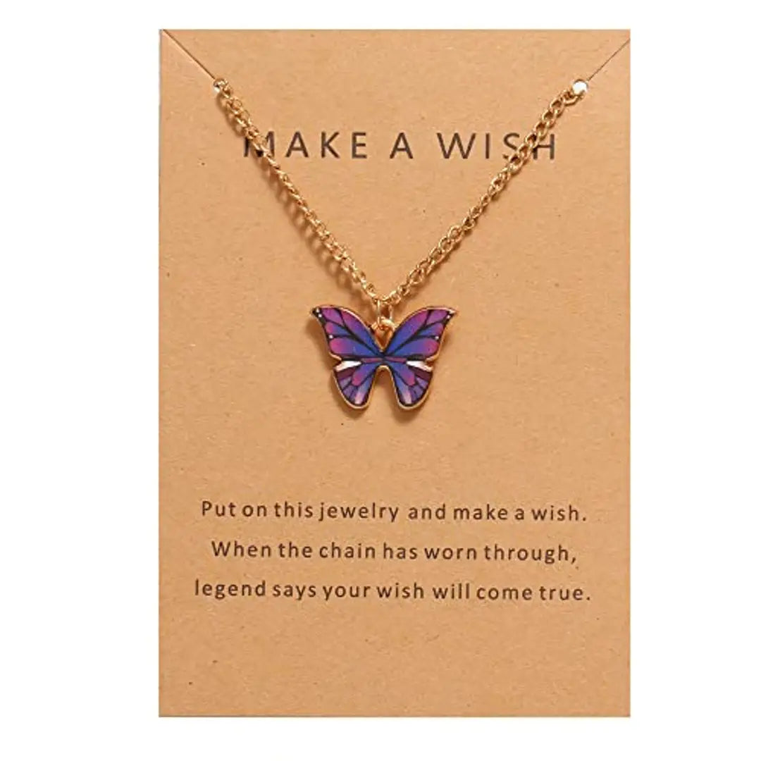 Genric New Fancy Koean Style MAW Butterfly Necklace With Chain For Girls And Women.