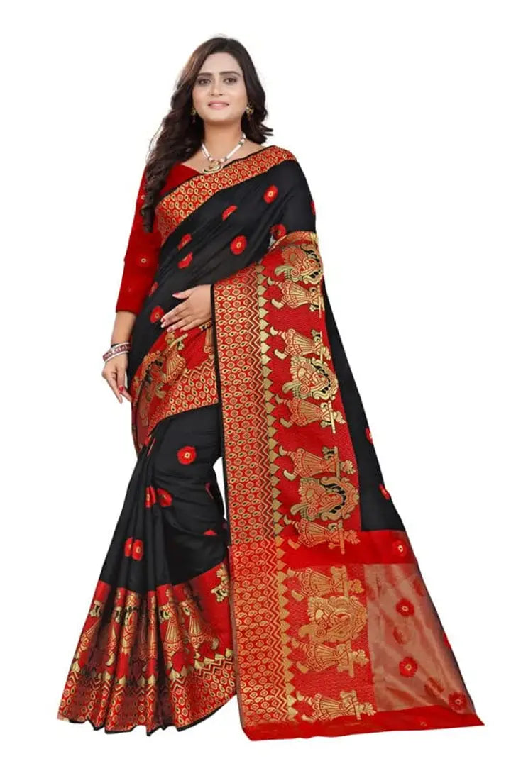 lapetiya Clothing Women's Doli Silk Saree With Blouse Piece (Black)