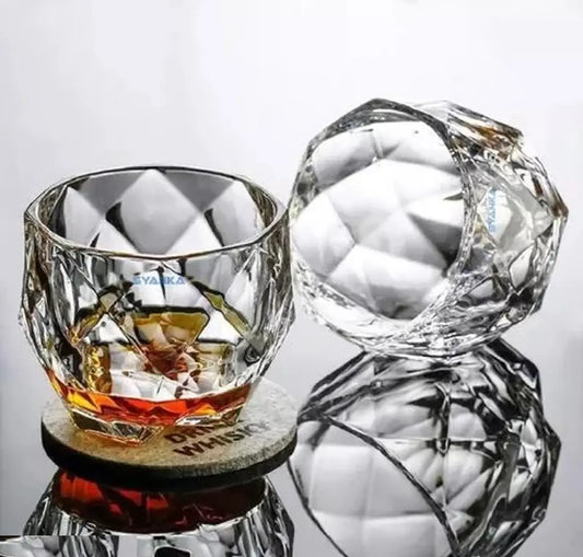 Italian Premium Glass Whiskey Glasses Set Of 4, Clear, 340 Ml, Whisky Glass Bowl