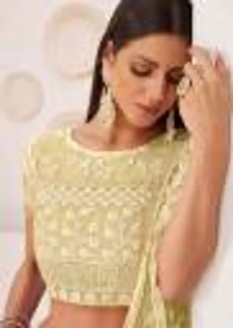 Trendy Women Embroidered Semi Stitched Lehenga Choli&nbsp;&nbsp;(Yellow)