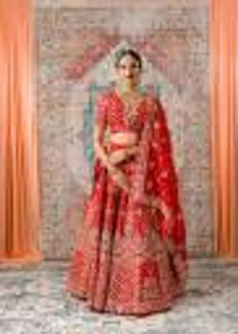 Trendy Women Embroidered Semi Stitched Lehenga Choli&nbsp;&nbsp;(Red)