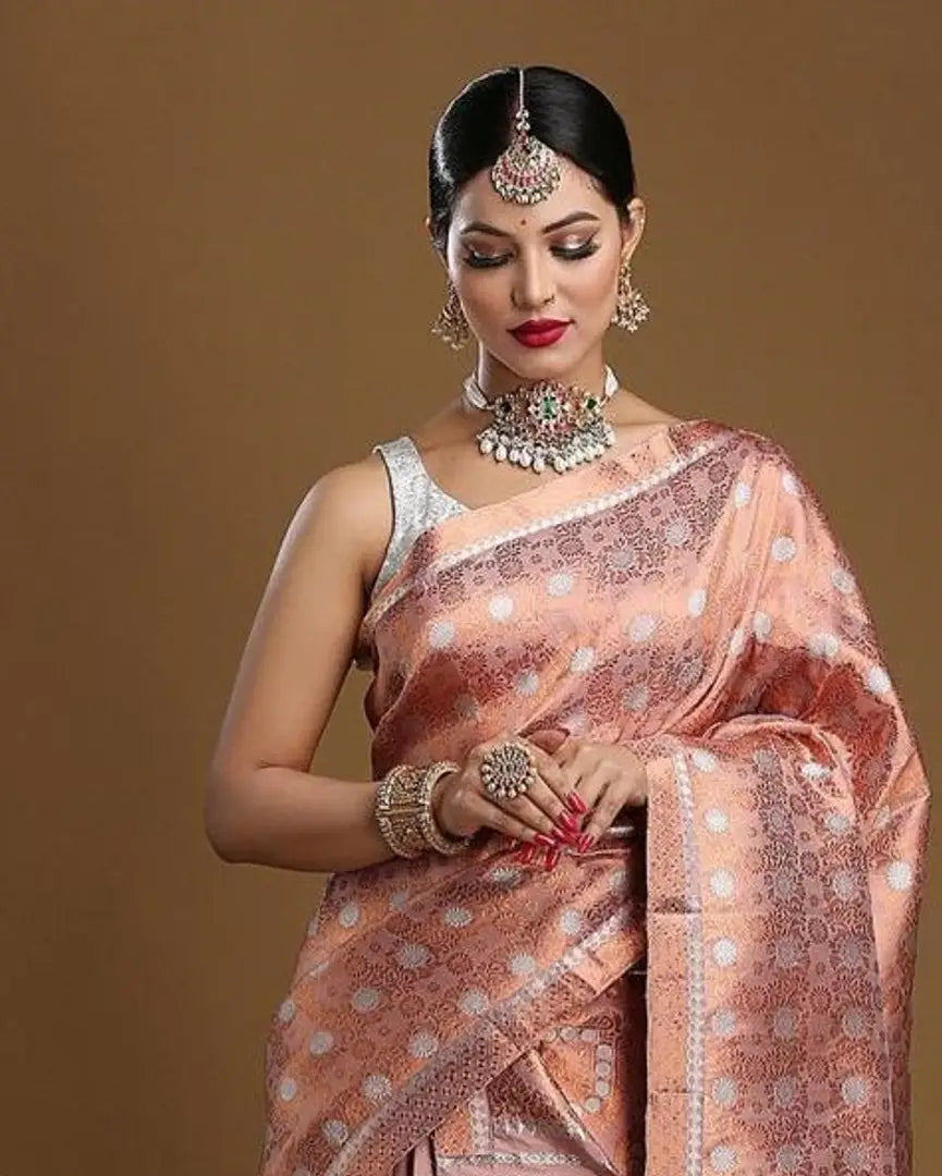 Trendy Women Silk Blend Saree with blouse piece